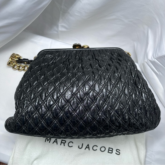 RARE Marc Jacobs Mina Stam Diamond Quilted Frame bag Kiss Lock Full Chain strap - Picture 5 of 13